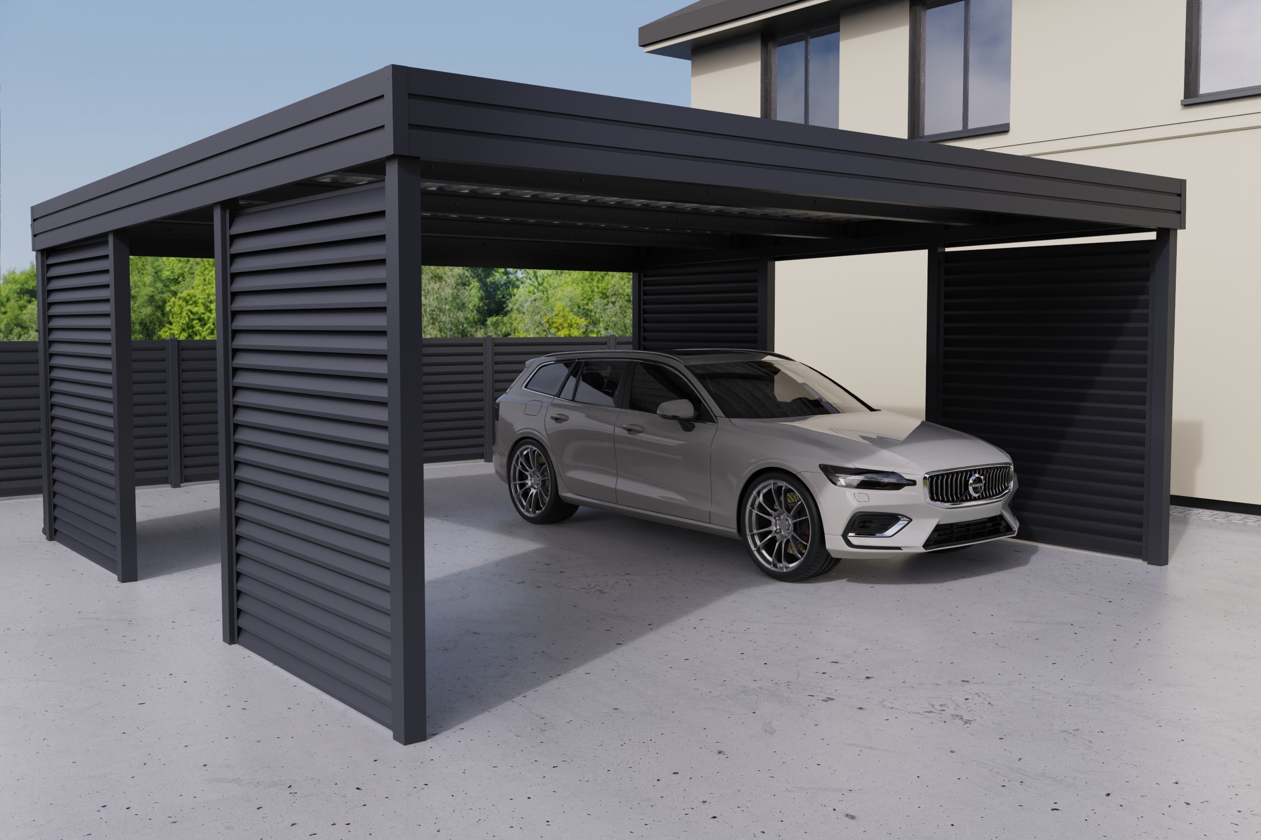 Wiata garażowa dwustanowiskowa