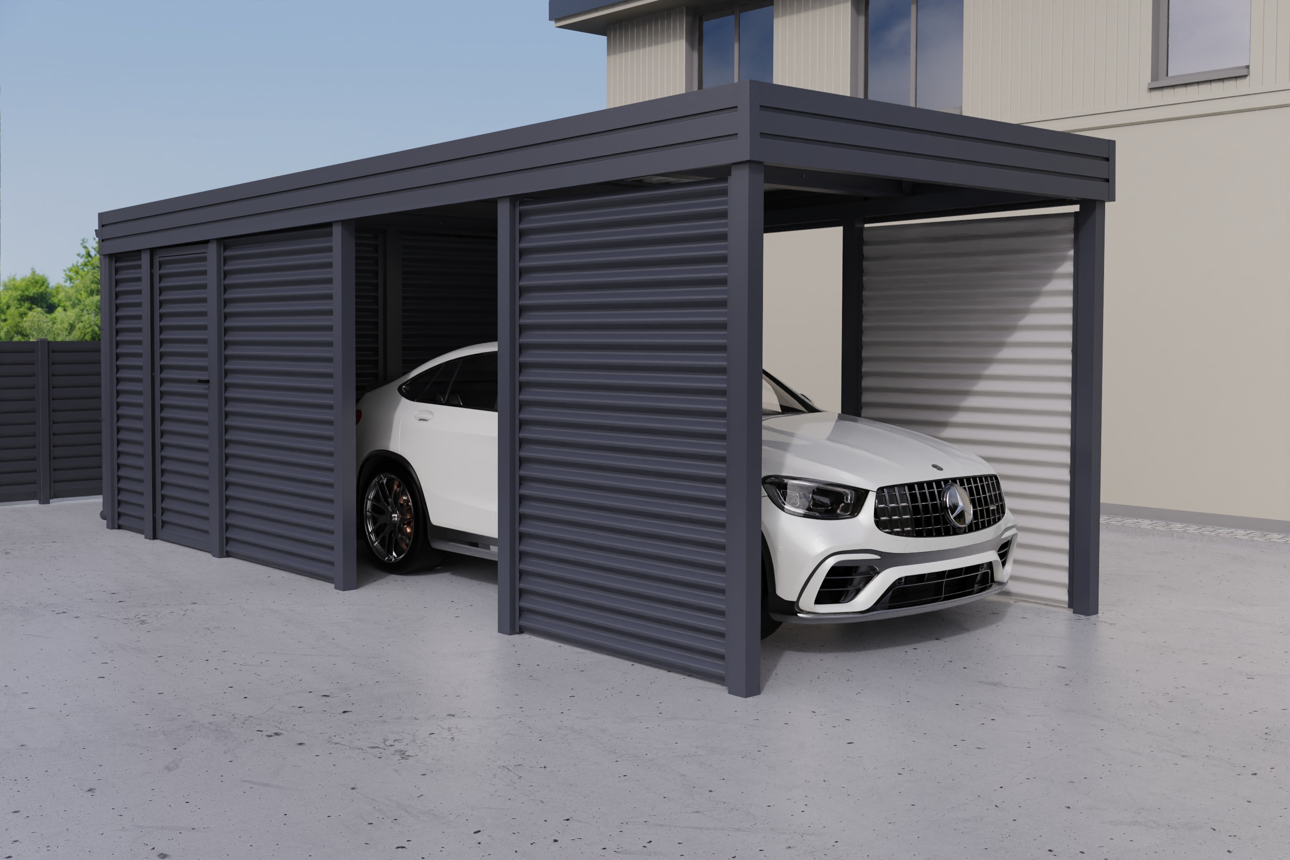 Wiata garażowa dwustanowiskowa