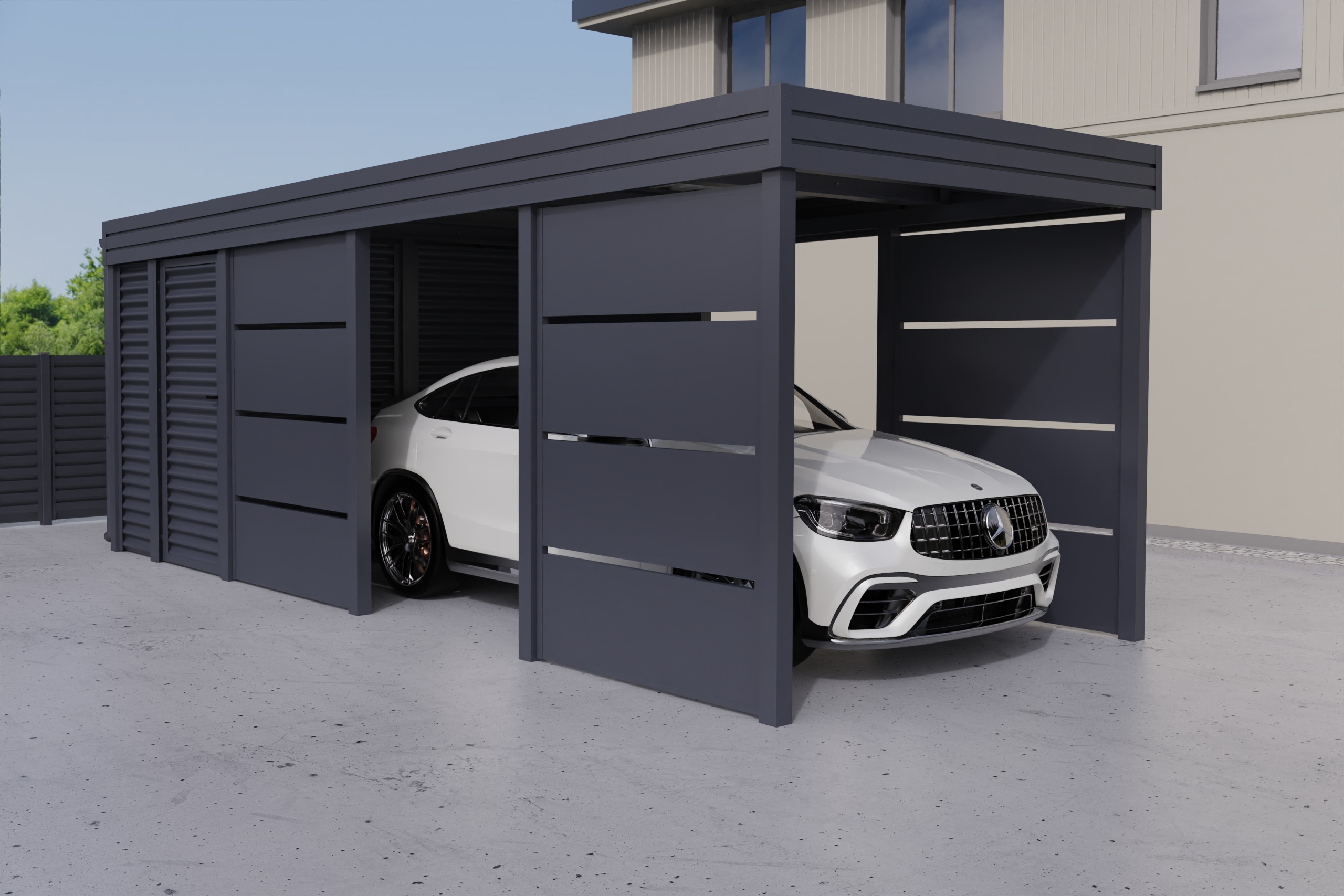 Wiata garażowa dwustanowiskowa