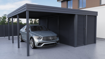Carport + Abstellraum an der Seite - Wellblech - ohne Seitenwände