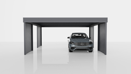 Carport für zwei Autos – 4× Wand Modern+ Goldene Eiche Senkrecht