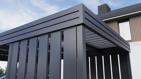 Carport für ein Auto – 4× modulare Seitenwand, Farbton „Goldene Eiche“, vertikal