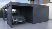 Carport mit Garage aus Wellblech - 2x Palisade+ Wand