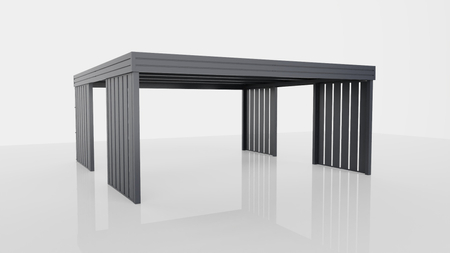 Carport für zwei Autos – 4× Wand Modern+ Goldene Eiche Senkrecht