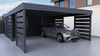 Doppelcarport + Abstellraum auf der Rückseite - Wellblech- 4x Modern+ Wand