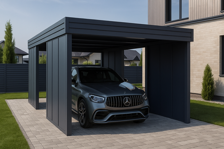 Přístřešek pro jedno auto – 4× modulární svislá stěna