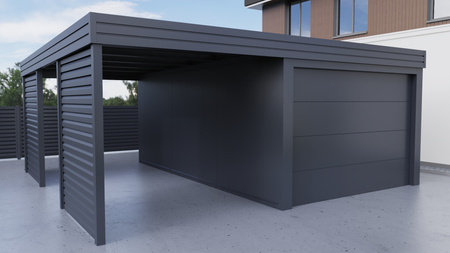 Carport mit PIR-Garage - 2x Jalousie Premium Wand