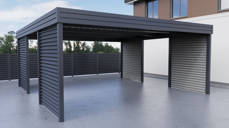 Wiata garażowa na dwa auta - 4x ścianka falista