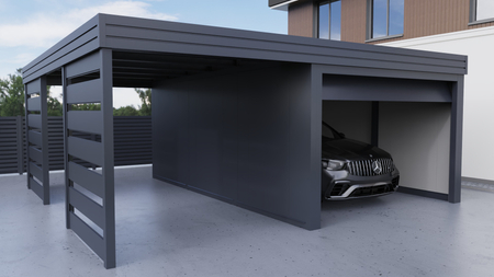 Carport mit PIR-Garage - 2x horizontale Wand