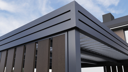 Přístřešek pro dvě auta – 4× stěna Modern+ Tmavý dub svislá