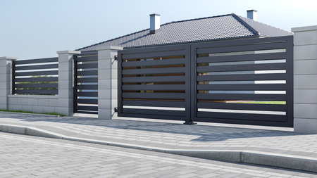 Doppelflügeltor im Palisadenzaun