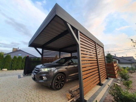 Wiata garażowa na jedno auto - 4x ścianka horyzontal