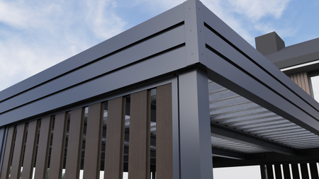 Carport für zwei Autos – 4× Wand Horizontal Dunkle Eiche Senkrecht