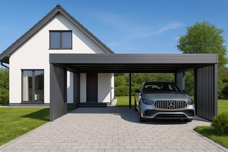 Wiata garażowa na dwa auta - 4x ścianka Horyzontal Pion