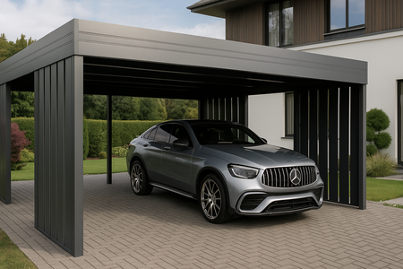 Wiata garażowa na dwa auta - 4x ścianka Modern+ Pion