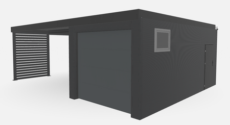 Carport mit gedämmter Garage und Tor