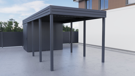Einzelcarport + Abstellraum auf der Rückseite - PIR - ohne Seitenwände