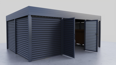 Mülltonnenunterstand 6×4 m – Wellenwand