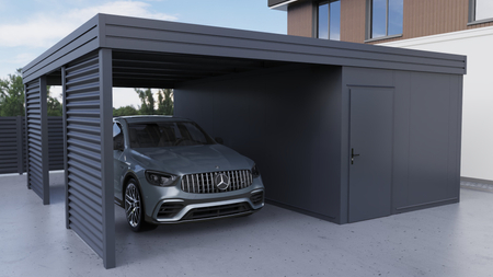 Carport + Abstellraum an der Seite - PIR - 2x Wellblech Wand