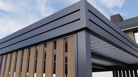 Doppelcarport – 4× Vertikal Wand Palisade Goldene Eiche Senkrecht