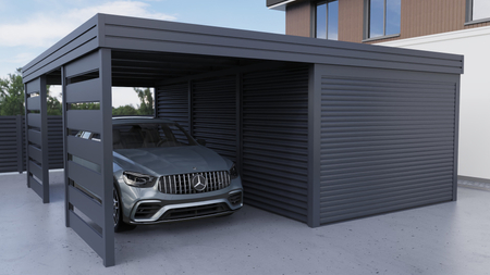 Přístřešek pro auto FALA s garáží - 2x moderní+ stěna