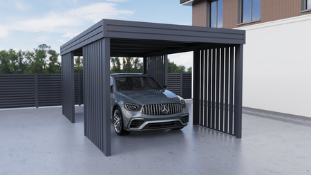 Přístřešek pro jedno auto - 4x vertikal stěna Palisáda
