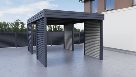 Carport für ein Auto - 4x Wellblech Wand