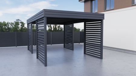 Přístřešek pro jedno auto - 4x palisádová stěna