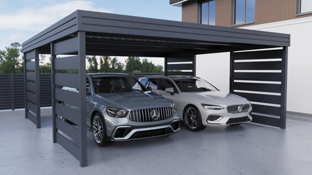 Wiata garażowa na dwa auta - 4x ścianka modern+