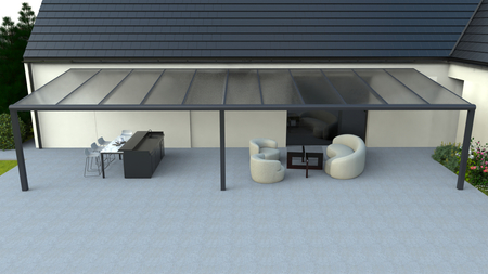 Střecha terasy o rozměrech 11x4 m