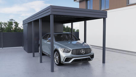 Wiata jednostanowiskowa + pomieszczenie gospodarcze z tyłu PIR - bez ścianek