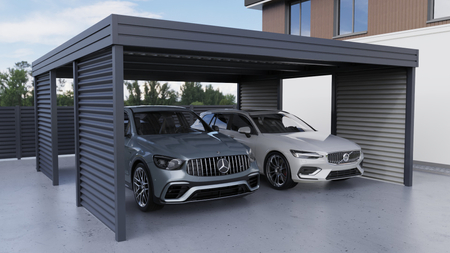 Wiata garażowa na dwa auta - 4x ścianka falista