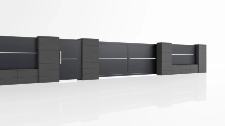 Moderne Doppelflügeltor Modul 60 – 350 × 132–191,5 cm | RAL 7016