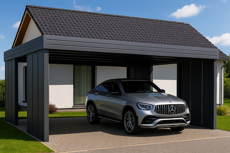 Carport für zwei Autos – 4× modulare senkrechte Wand