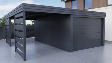 Carport mit PIR-Garage - 2x horizontale Wand