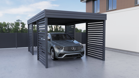 Přístřešek pro jedno auto - 4x palisádová stěna