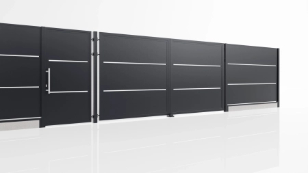 Moderne Doppelflügeltor Modul 60 – 350 × 132–191,5 cm | RAL 7016