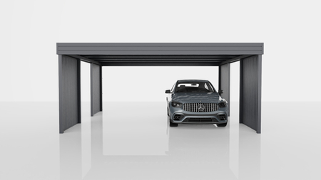 Carport für zwei Autos – 4× Wand Horizontal Goldene Eiche Senkrecht