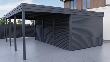 Carport mit Garage aus Wellblech - ohne Seitenwände
