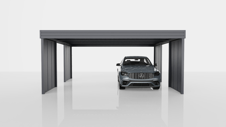 Carport für zwei Autos – 4× modulare senkrechte Wand
