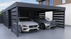 Doppelcarport + Abstellraum auf der Rückseite - Wellblech- 4x Modern+ Wand
