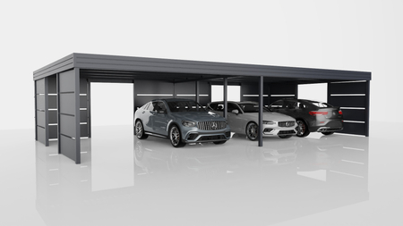  Reihen-Carport - 8x Modularwand