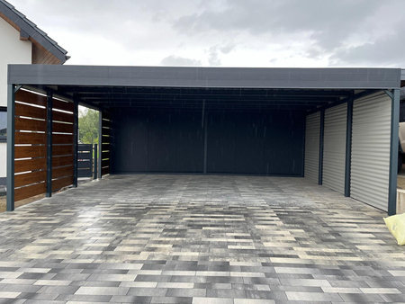 Doppelcarport + Abstellraum auf der Rückseite PIR - 4x Modern+ Wand