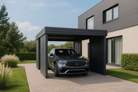 Přístřešek pro jedno auto – 4× modulární svislá stěna