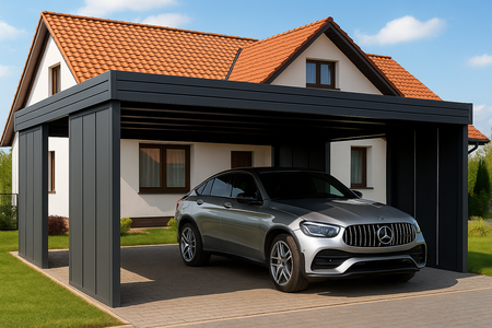 Carport für zwei Autos – 4× modulare senkrechte Wand