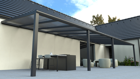 Střecha terasy o rozměrech 11x4 m