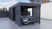 Přístřešek pro jedno auto + technická místnost v zadní části FALA - 4x palisádová stěna plus