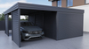 Carport mit Garage aus Wellblech - 2x Jalousie Wand