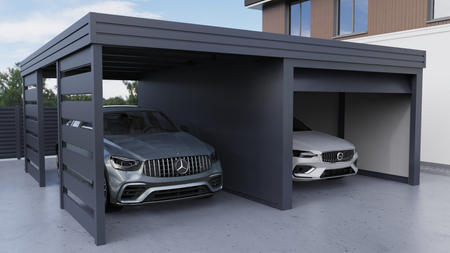 Přístřešek s garáží PIR - 2x vodorovná stěna