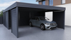 Doppelcarport + Abstellraum auf der Rückseite - Wellblech - 4x Jalousie Wand